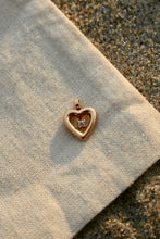 Load image into Gallery viewer, Vintage 14k Floating Stone Heart Charm Pendant
